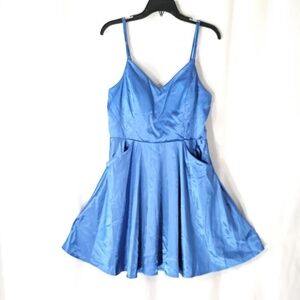 Spaghetti Strap Satin and Lace Party Dress